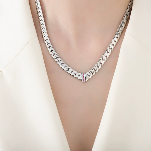 316L Stainless Steel Blade Chain Bracelet Necklace With Geometric Pattern Electroplated Simple Style For Men And Women