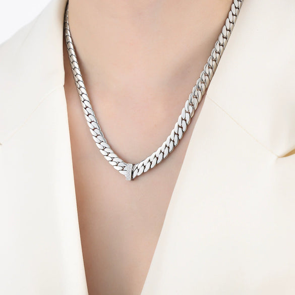 316L Stainless Steel Blade Chain Bracelet Necklace With Geometric Pattern Electroplated Simple Style For Men And Women