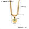 316L Stainless Steel Blade Chain Necklace With Geometric Pendant Inlaid With Color Zirconium And Electroplating Design