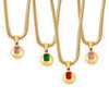 316L Stainless Steel Blade Chain Necklace With Geometric Pendant Inlaid With Color Zirconium And Electroplating Design