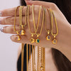 316L Stainless Steel Blade Chain Necklace With Geometric Pendant Inlaid With Color Zirconium And Electroplating Design