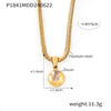 316L Stainless Steel Blade Chain Necklace With Geometric Pendant Inlaid With Color Zirconium And Electroplating Design