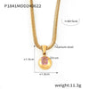 316L Stainless Steel Blade Chain Necklace With Geometric Pendant Inlaid With Color Zirconium And Electroplating Design