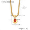 316L Stainless Steel Blade Chain Necklace With Geometric Pendant Inlaid With Color Zirconium And Electroplating Design