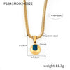 316L Stainless Steel Blade Chain Necklace With Geometric Pendant Inlaid With Color Zirconium And Electroplating Design