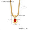 316L Stainless Steel Blade Chain Necklace With Geometric Pendant Inlaid With Color Zirconium And Electroplating Design