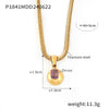 316L Stainless Steel Blade Chain Necklace With Geometric Pendant Inlaid With Color Zirconium And Electroplating Design