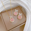 Titanium Steel Bow Earrings And Necklace Set Electroplated Minimalist Style For Women