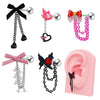 Titanium Steel Bow Heart Star Pattern Electroplated Unisex Jewelry Earrings