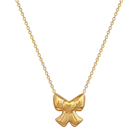 Titanium Steel Bow Love Minimalistic Electroplated Cartoon Geometric Necklace