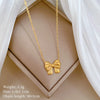 Titanium Steel Bow Necklace Geometric Cartoon Style Electroplated