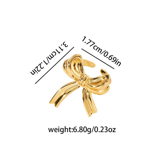 Titanium Steel Bow Ribbon Ring For Women With Electroplating And Unique Design