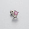 Titanium Steel Bow Shape Pink Zircon Earrings Ear Nail For Women Sweet Style