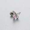 Titanium Steel Bow Shape Pink Zircon Earrings Ear Nail For Women Sweet Style