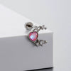 Titanium Steel Bow Shape Pink Zircon Fairy Style Women's Ear Nail