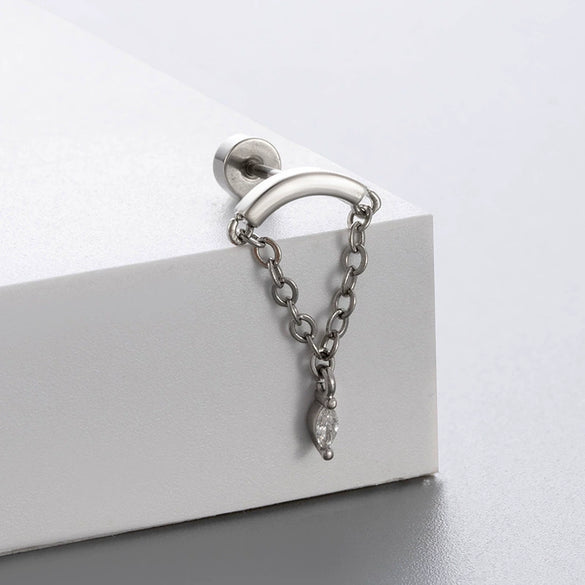 Titanium Steel Bow Shape Women's Zirconia Earrings