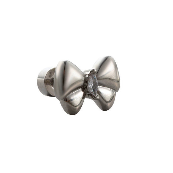Titanium Steel Bow Shape Zircon Earrings For Women