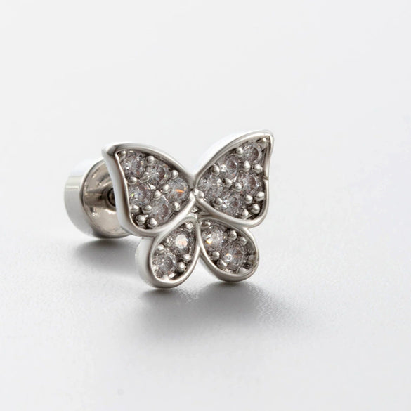 Titanium Steel Bow Shape Zircon Earrings For Women