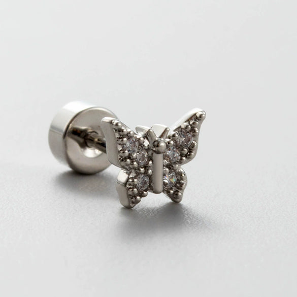 Titanium Steel Bow Shape Zircon Earrings For Women