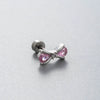 Titanium Steel Bow Shape Zirconia Inlaid Women's Convertible Ear Nail Earrings