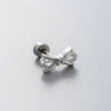 Titanium Steel Bow Shape Zirconia Inlaid Women's Convertible Ear Nail Earrings