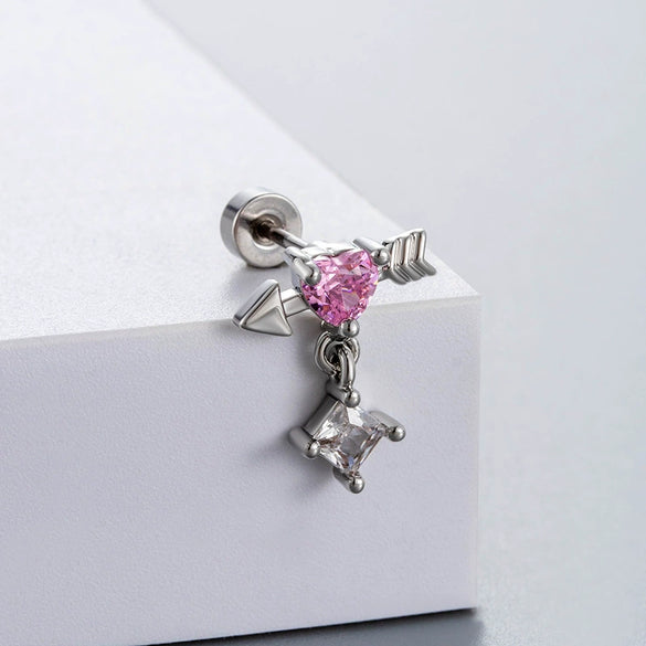Titanium Steel Bow Zircon Earrings