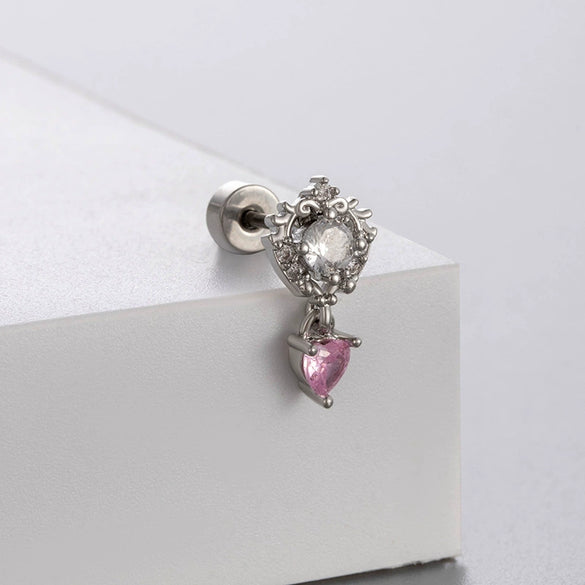 Titanium Steel Bow Zircon Earrings