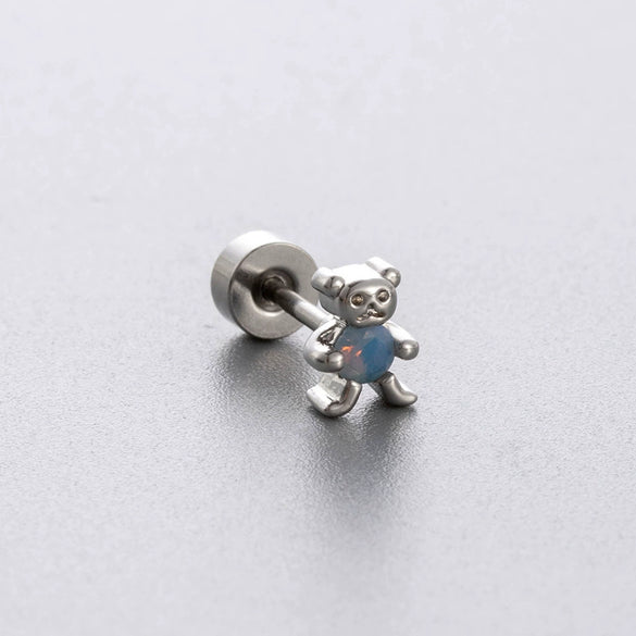 Titanium Steel Bowknot Earrings With Zirconia Inlay