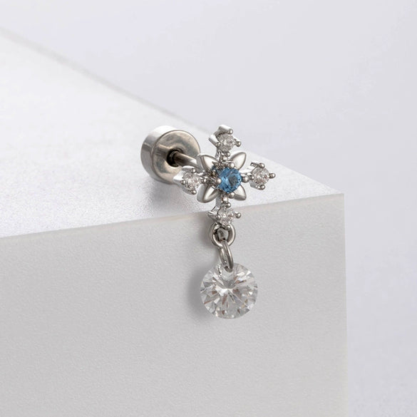 Titanium Steel Bowknot Earrings With Zirconia Inlay