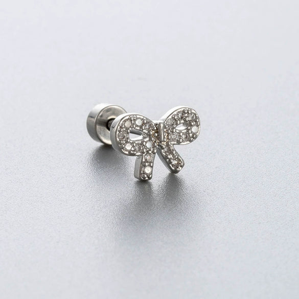 Titanium Steel Bowknot Zircon Set Women's Earrings