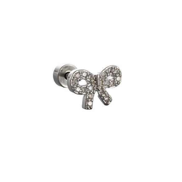 Titanium Steel Bowknot Zircon Set Women's Earrings