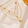 Titanium Steel Box Chain Clavicle Chain With Geometric Moon Star Design
