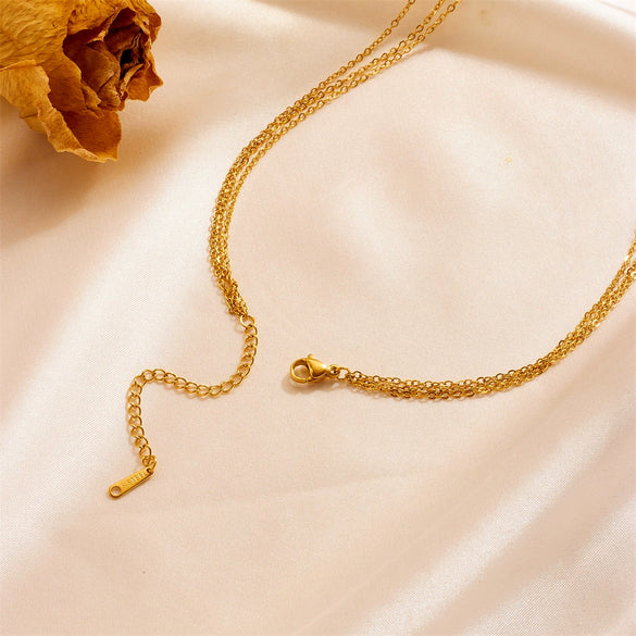 Titanium Steel Box Chain Clavicle Chain With Geometric Moon Star Design