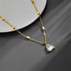 Titanium Steel Box Chain Love Diamond Clavicle Necklace With Geometric Pattern Vacuum Electroplated