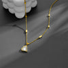 Titanium Steel Box Chain Love Diamond Clavicle Necklace With Geometric Pattern Vacuum Electroplated