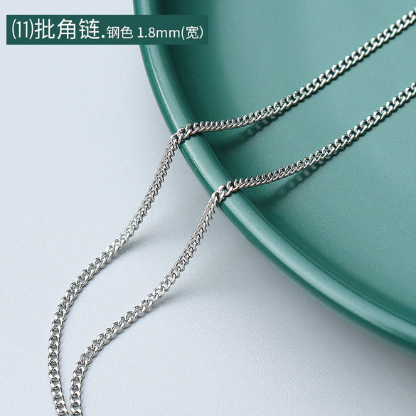 Titanium Steel Box Chain Wave Pattern Unisex Clavicle Necklace