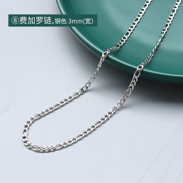 Titanium Steel Box Chain Wave Pattern Unisex Clavicle Necklace