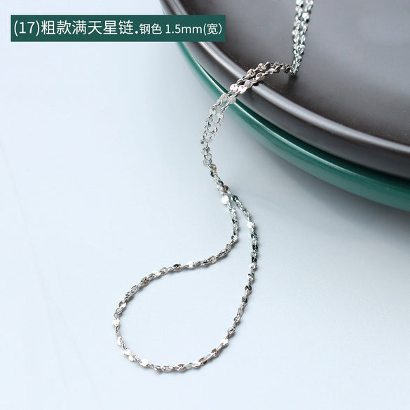 Titanium Steel Box Chain Wave Pattern Unisex Clavicle Necklace