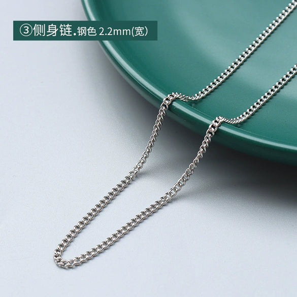 Titanium Steel Box Chain Wave Pattern Unisex Clavicle Necklace