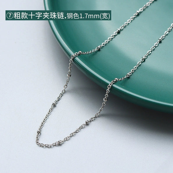 Titanium Steel Box Chain Wave Pattern Unisex Clavicle Necklace