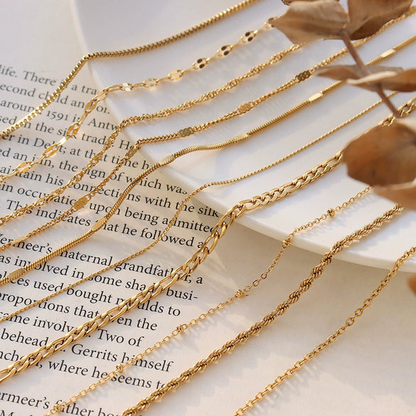 Titanium Steel Box Chain Wave Pattern Unisex Clavicle Necklace