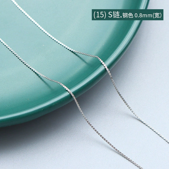 Titanium Steel Box Chain Wave Pattern Unisex Clavicle Necklace