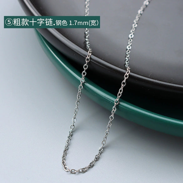 Titanium Steel Box Chain Wave Pattern Unisex Clavicle Necklace
