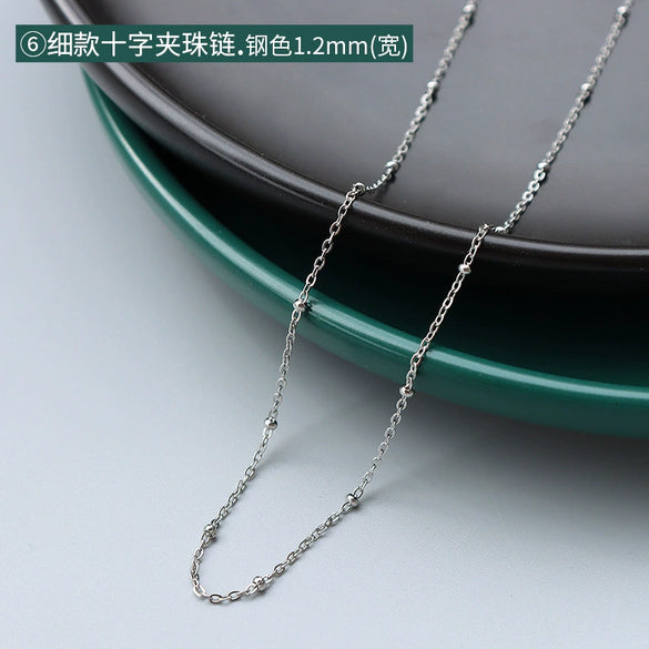 Titanium Steel Box Chain Wave Pattern Unisex Clavicle Necklace
