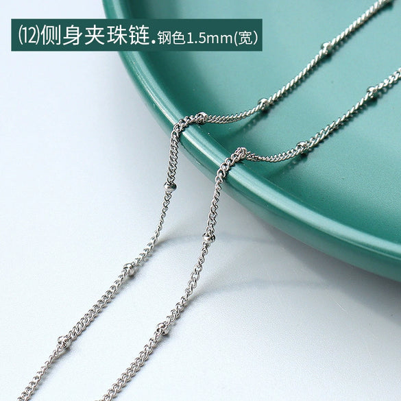 Titanium Steel Box Chain Wave Pattern Unisex Clavicle Necklace