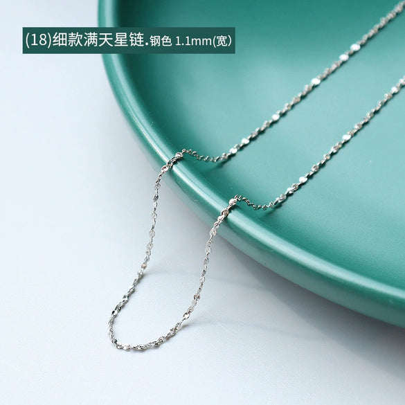 Titanium Steel Box Chain Wave Pattern Unisex Clavicle Necklace