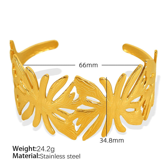 316L Stainless Steel Bracelet Butterfly Leaf Hollow Style For Women With Electroplating