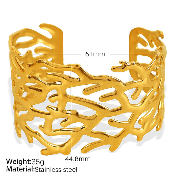 316L Stainless Steel Bracelet Butterfly Leaf Hollow Style For Women With Electroplating