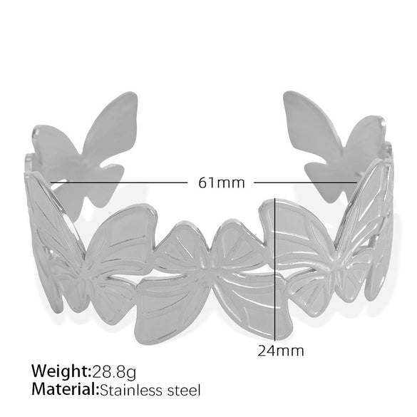 316L Stainless Steel Bracelet Butterfly Leaf Hollow Style For Women With Electroplating