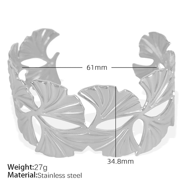316L Stainless Steel Bracelet Butterfly Leaf Hollow Style For Women With Electroplating